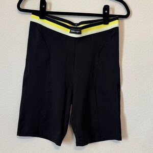 Savage X Fenty Black Bike Shorts with Yellow Accent